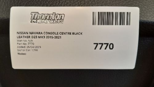 NISSAN NAVARA CONSOLE CENTRE BLACK LEATHER D23 MK3 2015-2021